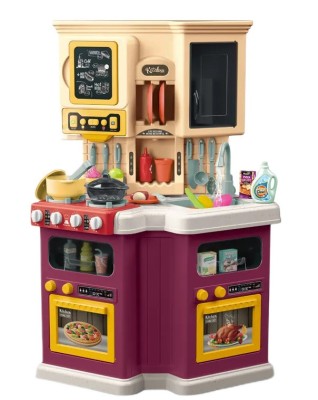 Bucatarie pentru copii WePro Store, circuit de apa real, cuptor si plita, sunete si lumini, accesorizata complet, Violet, 3 ani + foto
