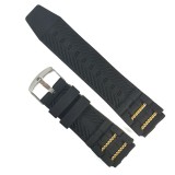 Cumpara ieftin Curea de ceas din silicon negru cu insertii aurii 22mm, Time Veranda