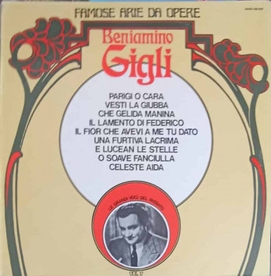Disc vinil, LP. Famose Arie Da Opere-BENIAMINO GIGLI foto