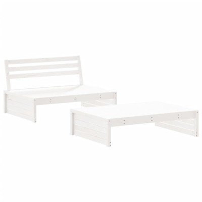Set mobilier relaxare gradina, 2 piese, alb, lemn masiv de pin foto