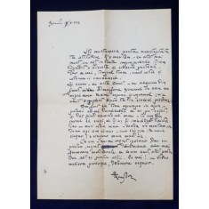 SCRISOARE OLOGRAFA , SCRISA SI SEMNATA DE PICTORUL ION THEODORESCU - SION , DATATA 1922