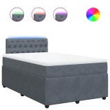 Cumpara ieftin Pat box spring cu saltea, gri inchis, 120x200 cm, catifea