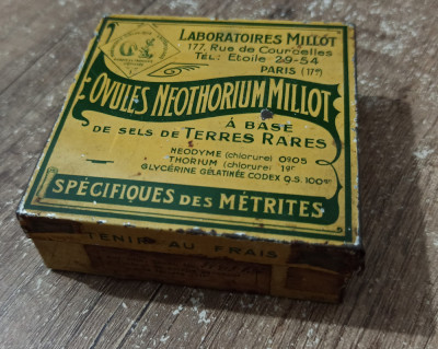 Cutie Ovules Neothorium Millot, medicamente fabricate in Romania interbelica foto