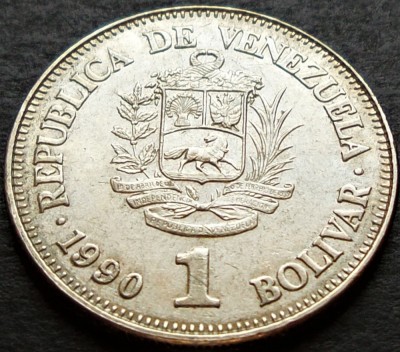Moneda exotica 1 BOLIVAR - VENEZUELA, anul 1990 *cod 1721 B foto