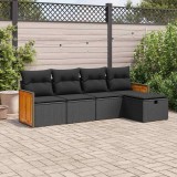 Cumpara ieftin Gossi set mobilier de gradina cu perne, 5 piese, negru, poliratan