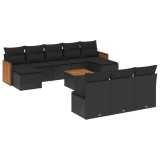 Cumpara ieftin Set canapele de gradina cu perne, 11 piese, negru, poliratan