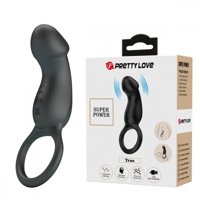 Inel de Penis Trae Vibrating Egg Bullet, 7 Moduri Vibratii, Silicon, USB, Negru foto