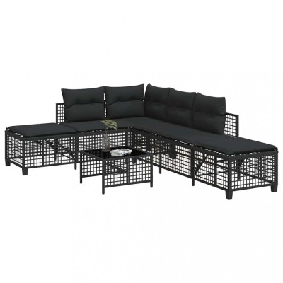 vidaXL Set mobilier colțar de grădină cu perne 3 piese negru poliratan 365444 foto