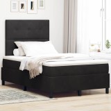 vidaXL Pat cu arcuri cu saltea cu headboard Negru 120 x 200 cm Catifea 3343306