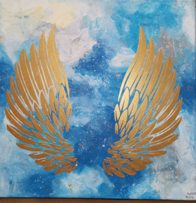 Tablou pictat ARIPI ANGELICE 40*40 cm foto