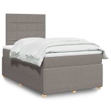 Cumpara ieftin Pat box spring cu saltea, taupe, 120x190 cm material textil