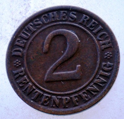 7.724 GERMANIA WEIMAR 2 RENTENPFENNIG 1924 D foto