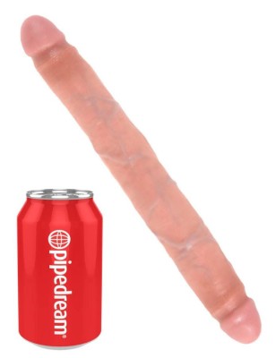 Dildo Dublu King Cock Slim, Natural, 30 cm foto