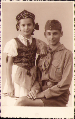 HST P1694 Poză cercetaș uniformă maghiară 1941 studio Aranka Cluj foto