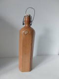 Sticla de ceramica gresie, 1 l, 31cm inaltime, cu dop, vintage, Germania