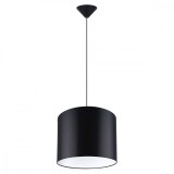 Lampă Suspendată Nova Negru Țesătură/Pvc 1 Bec Oval Minimalist De Interior