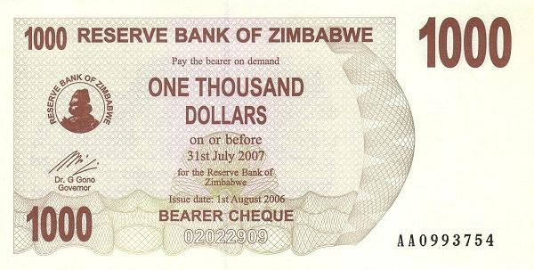 Zimbabwe 1000 Dolari 2006 - P-44 UNC !!!
