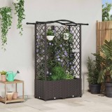 vidaXL Pat Ridicat cu Trellis și Acoperiș Maro 122 x 40 x 141 cm PP 42032512