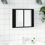Dulap de baie cu oglindă și LED, negru, 60x12x45 cm acril
