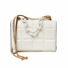 Geanta din Piele Eco Alba cu Design Patrate Fashion foto