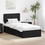 Cumpara ieftin Cadru de pat cu sertar Negru 100 x 200 cm Lemn prelucrat