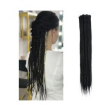 20 șuvițe/lot extensii de dreadlocks sintetice subțiri 1/4" moale, croșetate, păr dreadlocks cu o singură față, stil reggae, hip-hop, hippie, negru