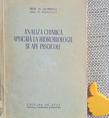 Analiza chimică aplicată la hidrobiologie şi ape piscicole Gavrilescu Popovici foto