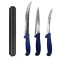 Set profesional de macelarie, injunghiat, transat, dezosat, filetat, 3 cutite, suport magnetic
