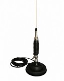 Antena pentru statie auto CB, &Icirc;nălțime 150 cm, Cu baza magnetica si fluture, Mufa PL, Emisie 15km, Cablu inclus, Otel