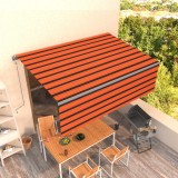 VidaXL Copertină retractabilă automat cu stor, portocaliu&amp;maro 4,5x3 m