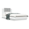 Gossi cadru de pat cu tablie si lumini led, alb, 100x200 cm