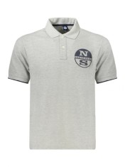 Tricou polo barbati, cu imprimeu cu logo, Regular fit, Gri deschis (Marime: L) foto