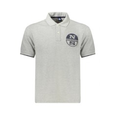 North Sails Tricou polo barbati, cu imprimeu cu logo, Regular fit, Gri deschis, S