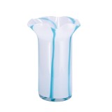 Vaza flori sticla alba albastra 16 x 25 cm
