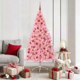 vidaXL Pom de Crăciun artificial pre-iluminat Roz 180 cm PVC 3397076