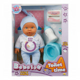 Cumpara ieftin Papusa bebelus Bebelou, Dollz n More, Toilet Time, 35 cm, albastru