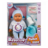 Papusa bebelus Bebelou, Dollz n More, Toilet Time, 35 cm, albastru