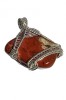 Pandantiv Jasp Rosu Argintiu RavariuArt 4cm: Norocos, Talisman, Handmade, Pietre Semipretioase, Cadou Unicat