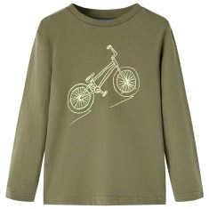 Tricou pentru copii cu m&acirc;neci lungi, kaki, 128