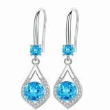 Cercei din Argint 925 cu Topaz Albastru și &Icirc;nchizătoare Cu Carlig Arg114X1, Argintboutique