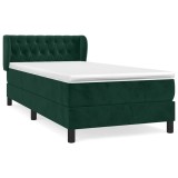 Cumpara ieftin Pat box spring cu saltea, verde inchis, 90x200 cm, catifea