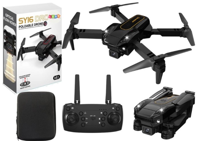 Drona cu telecomanda si camera 4K SY16, negru, 10 cm x 9 cm x 5 cm, Lean 20968