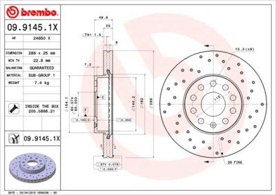 BREMBO 09.9145.1X XTRA LINE - Xtra Disc frana foto
