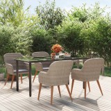 VidaXL Set de servit masa pentru grădină, 5 piese, cu perne, maro