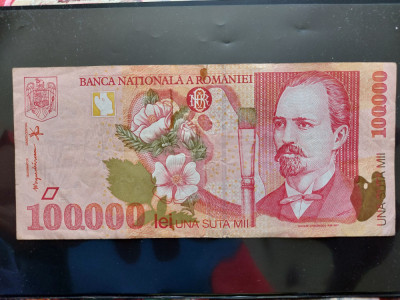 Bancnota 100000 lei 1998 Romania. foto