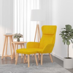 Scaun de relaxare cu taburet, galben mustar, catifea GartenMobel Dekor foto