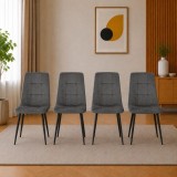 Set 4 scaune Artool Kara pentru bucatarie si living, catifea gri