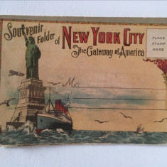 Carte postala veche acordeon Souvenir of New York City - America, plic 20 imag.