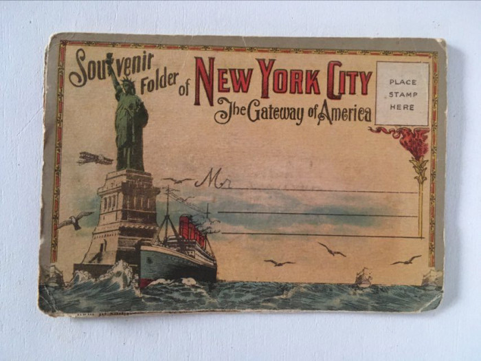 Carte postala veche acordeon Souvenir of New York City - America, plic 20 imag.