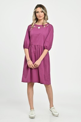 Rochie Medie Dama V265, Fucsia pictata - XL foto